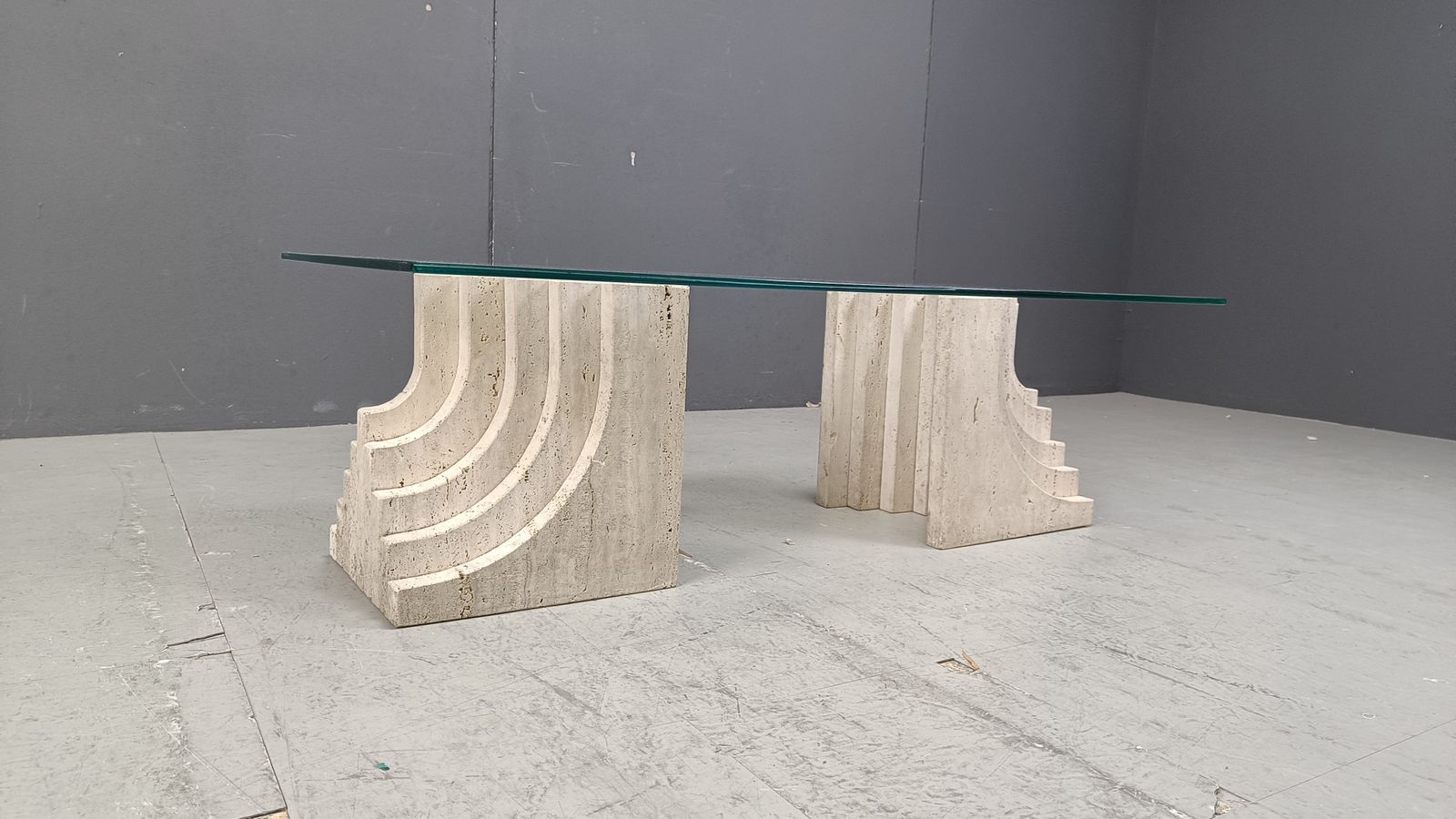 Vintage Travertine Coffee Table Italy , 1970s photo Furniture