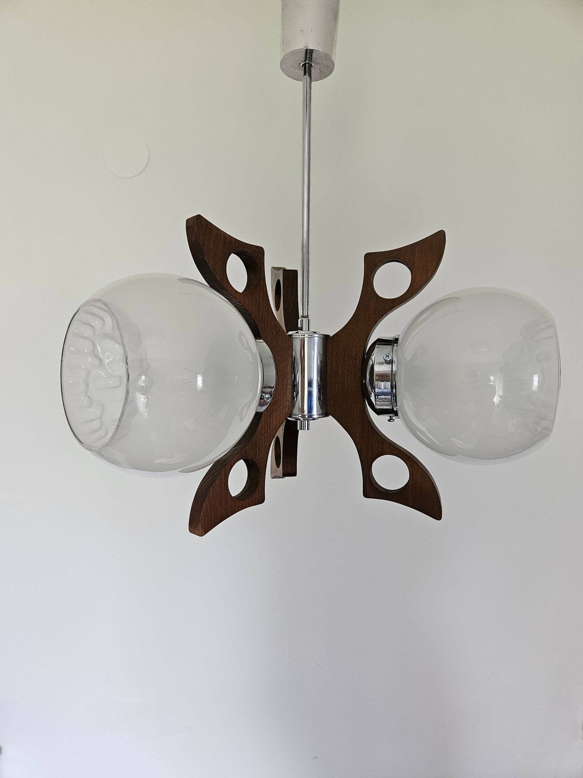 Vintage Pendant Light, Mid Century Modern Lamp, Mazzega Lamp, Murano Glass Ceiling Lamp, Glass Globes Chandelier, Sputnik Lamp 70's photo furniture