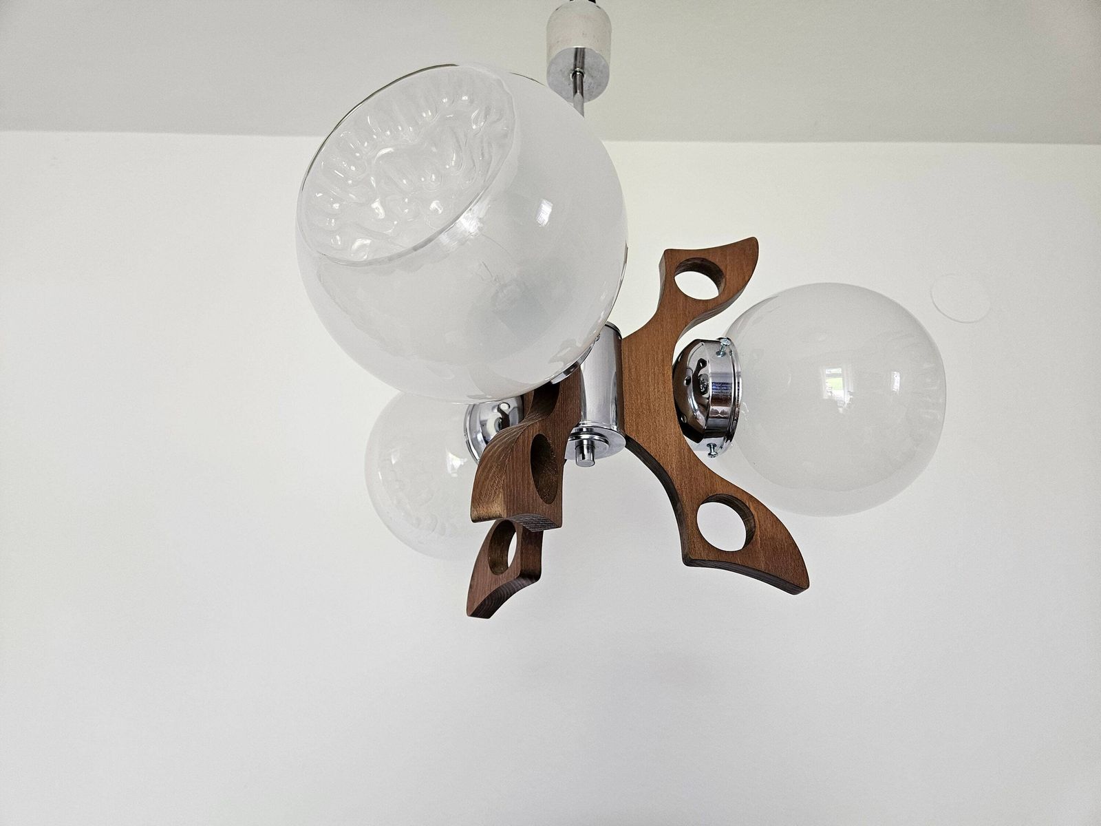 Vintage Pendant Light, Mid Century Modern Lamp, Mazzega Lamp, Murano Glass Ceiling Lamp, Glass Globes Chandelier, Sputnik Lamp 70's photo vinterior