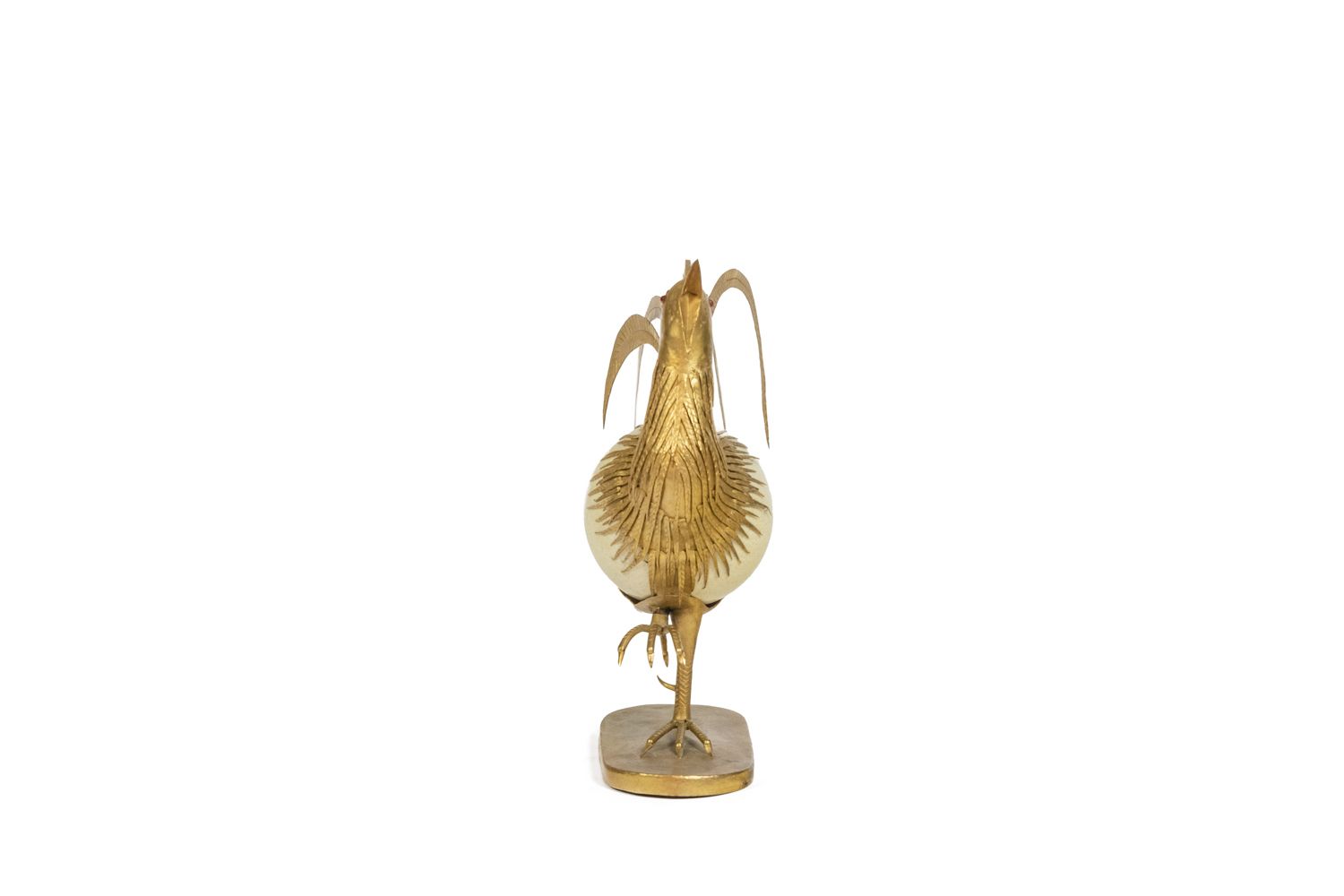 photo for sale Rooster In Ostrich Egg And Golden Brass, 1970s