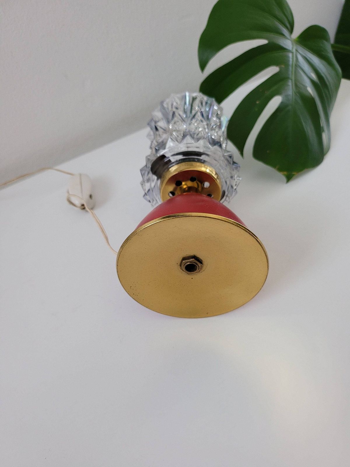 Vintage Bedside Lamp, Vintage Table Lamp, Red Table Lamp, Retro Glass Sconce Lamp, Night Light, Nightstand Lamp, 60's Lamp photo buy