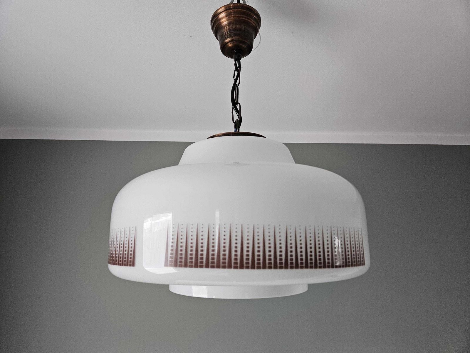 Vintage Pendant Light, Mid Century Light Fixture, Opaline Glass Chandelier, Kitchen Light, Ceiling Lamp, Mcm, 70's Yugoslavia