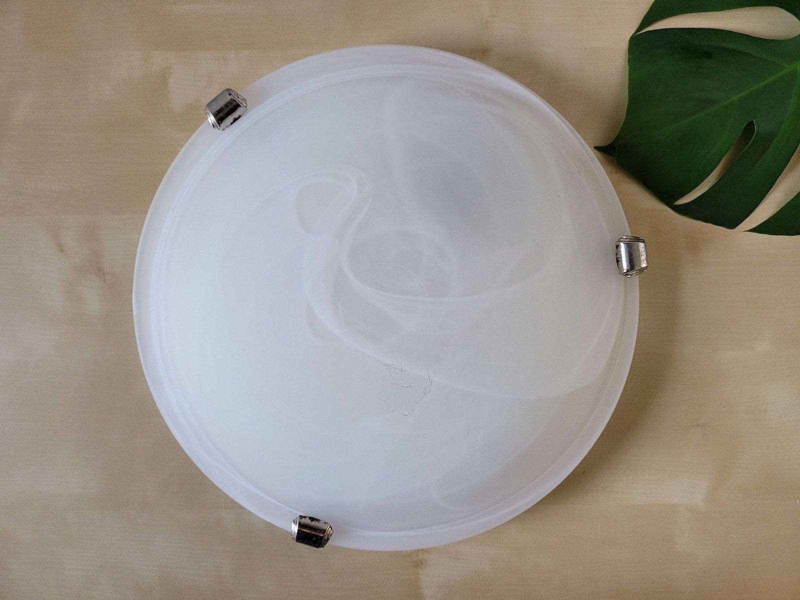 A Set Of 3 Large 11.8" Vintage Glass Flush Mount Ceiling Light In Murano Style, Wall Lamp, Sconce, Wall Sconce, Wall Lamp
