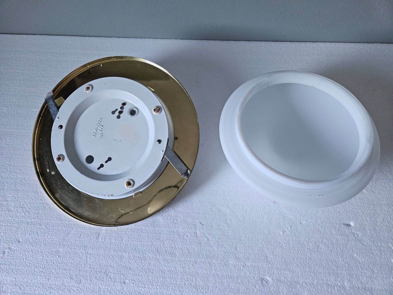 Set Of 2 / Vintage Glass Flush Mount Ceiling Lights, Gold Wall Lamps, Glass Ceiling Lamps, Brass Lamps, Wall Sconces photo buy