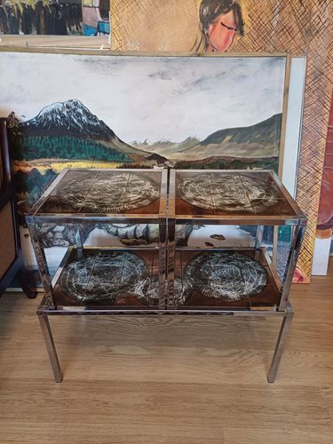 photo for sale Juliette Berlarti Ceramic & Chrome Nest Of Tables Mid Century