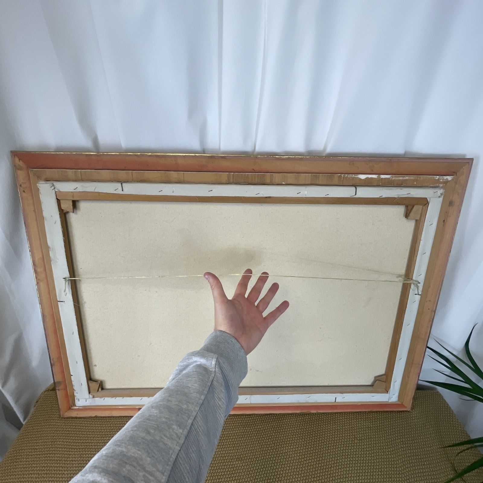 photo buy Oil Painting Signed Antonio Vintage Gold Frame Huge 103cm X 75cm Mountains Lake