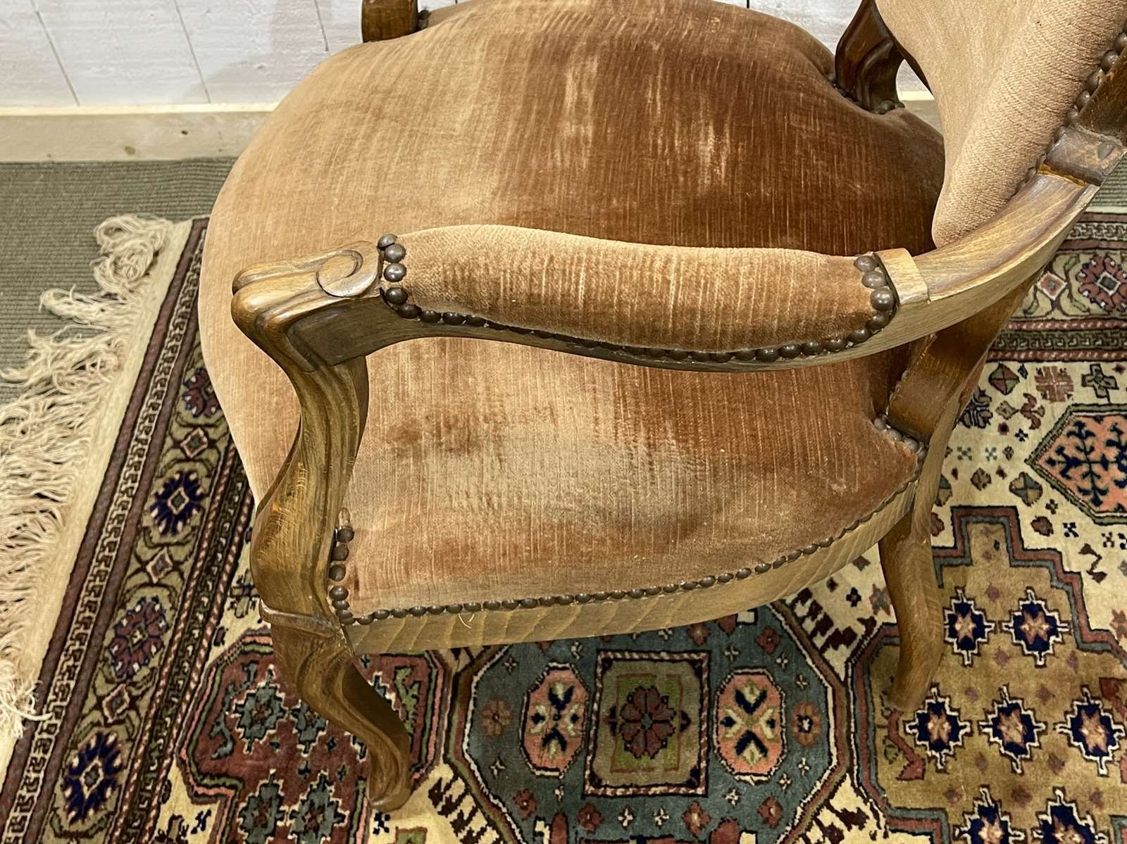 Pair Of Louis XV Style Armchairs In 20th Century Beech photo vintage