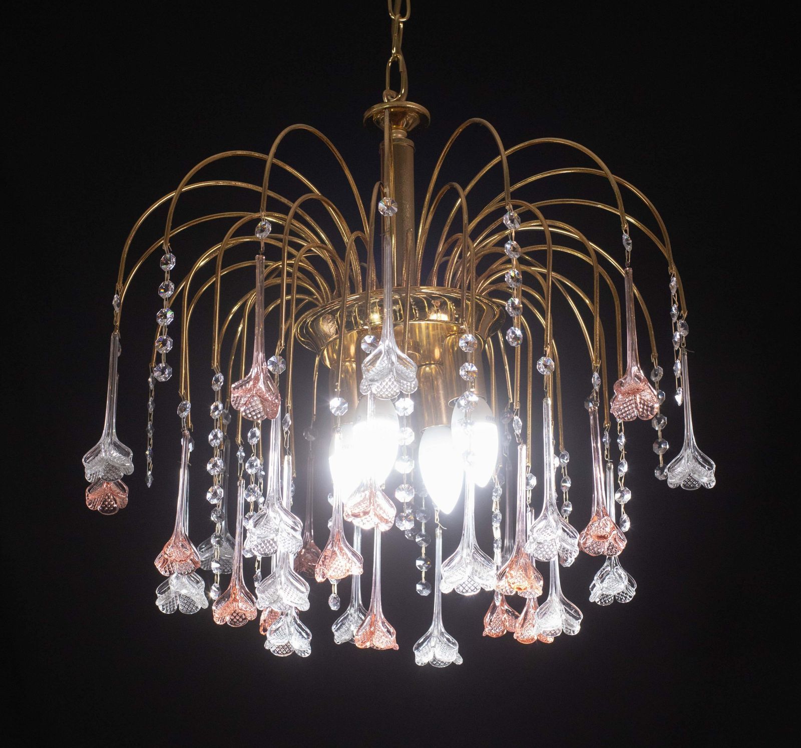 Brigitte Bardot, Pink And Trasparent Murano Flowers Chandelier, 1970s photo furniture