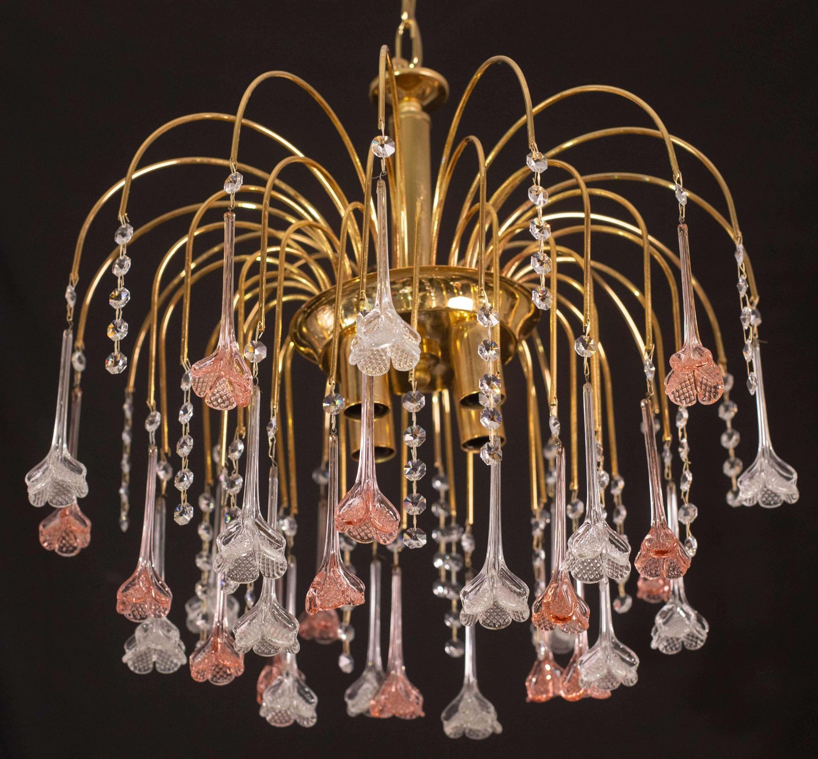 Brigitte Bardot, Pink And Trasparent Murano Flowers Chandelier, 1970s photo for sale