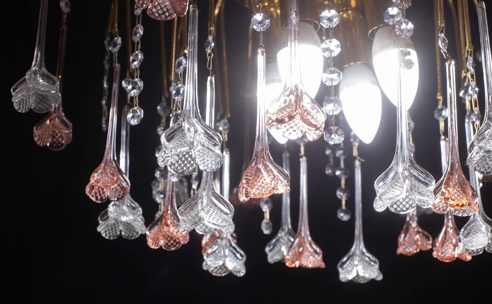 Brigitte Bardot, Pink And Trasparent Murano Flowers Chandelier, 1970s photo 1269.0