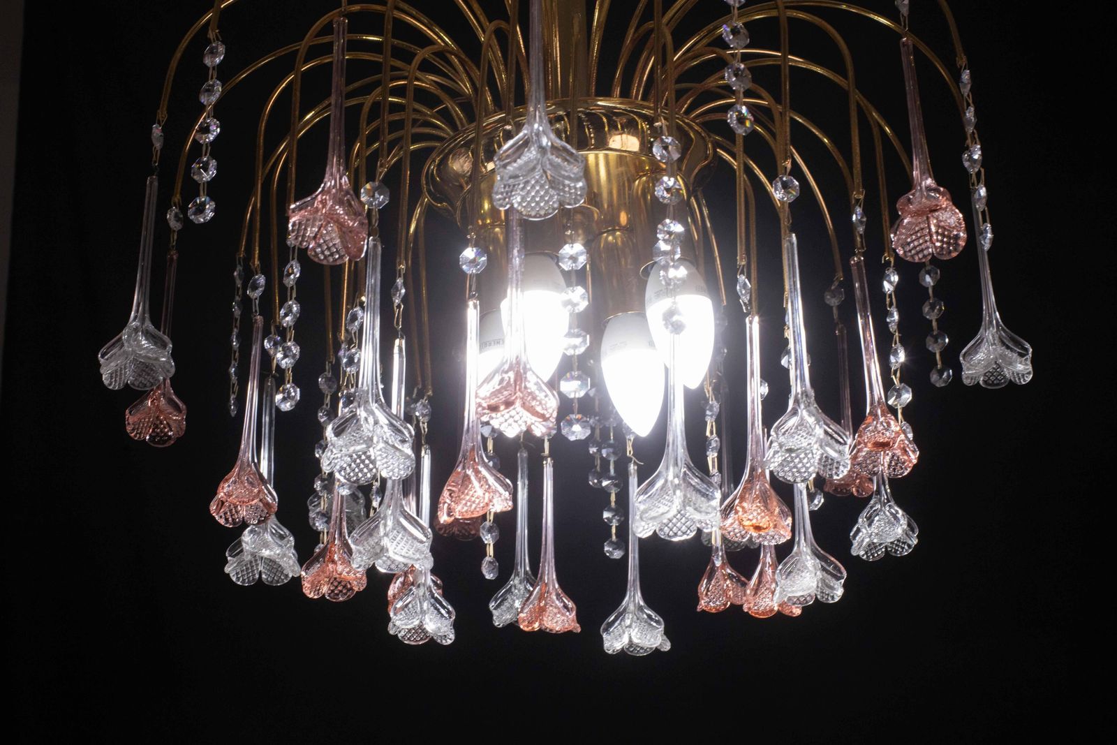 Lighting Brigitte Bardot, Pink And Trasparent Murano Flowers Chandelier, 1970s photo