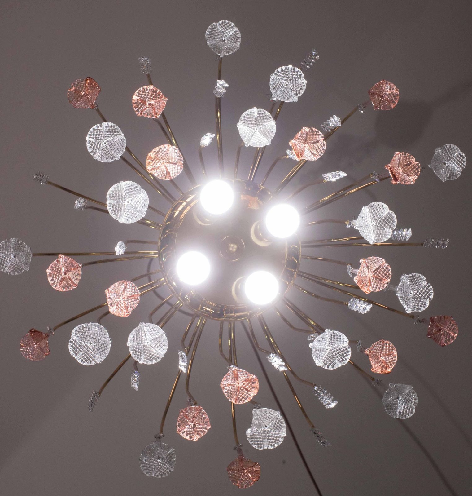 1269.0 Brigitte Bardot, Pink And Trasparent Murano Flowers Chandelier, 1970s photo