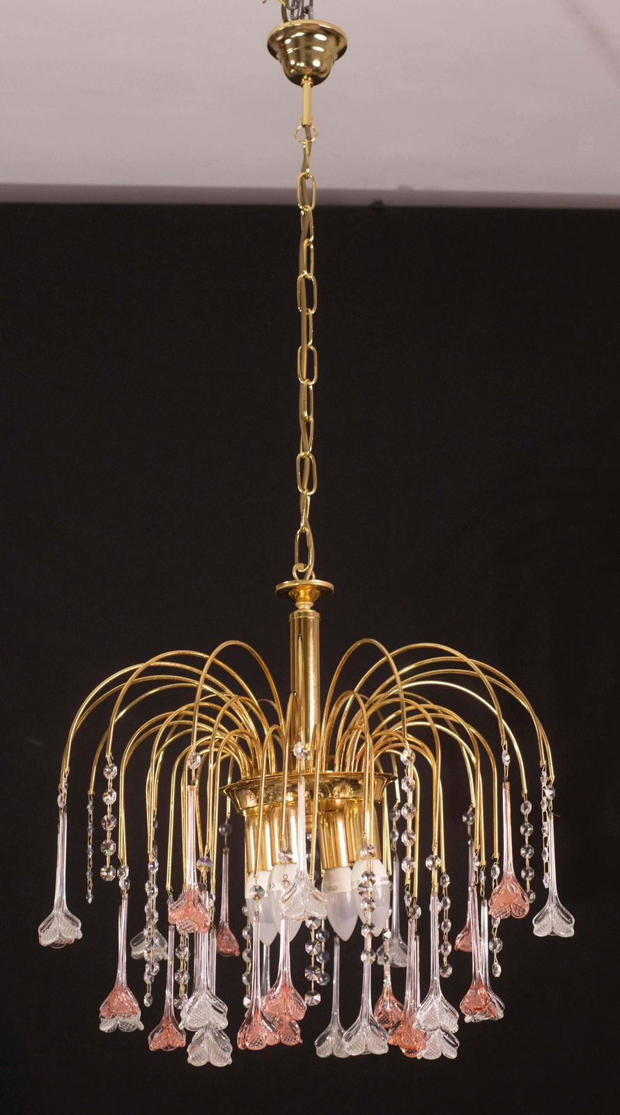 photo vinterior Brigitte Bardot, Pink And Trasparent Murano Flowers Chandelier, 1970s