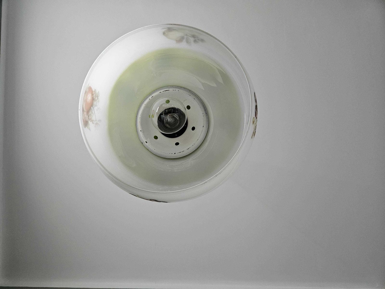 Vintage Farmhouse Pendant Light, Glass Ceiling Lamp, Green Hanging Lamp, 70's Country House Kitchen Lamp, Retro Lighting, Vintage Lighting photo buy