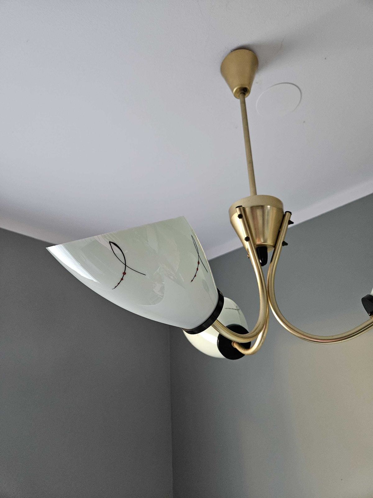 Beautiful Art Deco Chandelier, Vintage Pendant Light, Ceiling Light, Three Arm Chandelier, Mid Century Modern Chandelier, Yugoslavia 50's photo Lighting