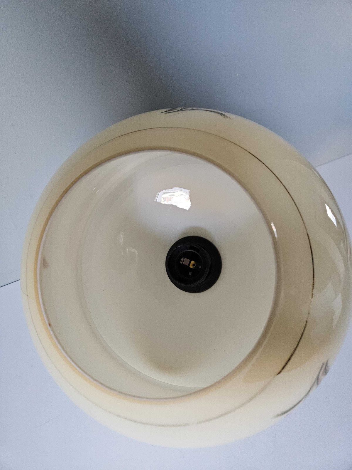 Vintage Pendant Light, Light Yellow Glass Ceiling Light, Hanging Lamp, Yugoslavia 70's, Mid Century Modern, Poppy Flower photo 177.0