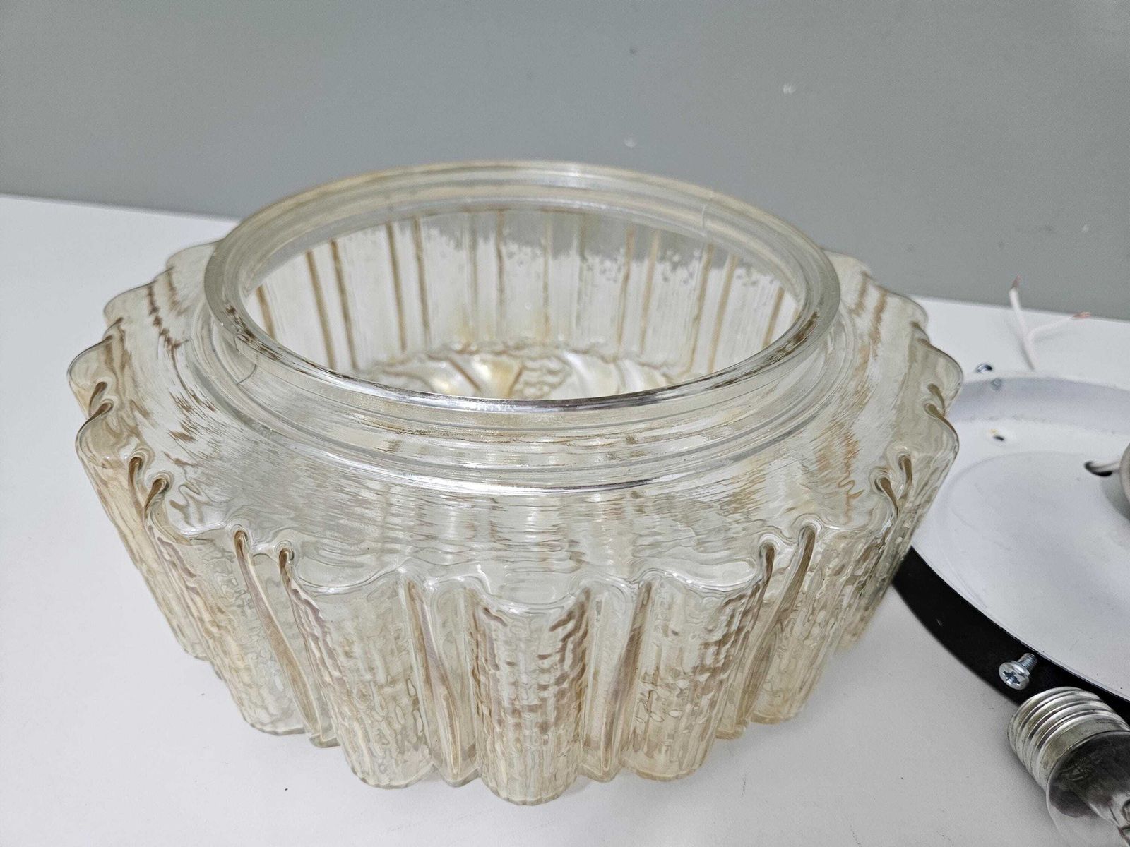 L Vintage Bubble Glass Flush Mount Ceiling Light, Amber Glass Wall Lamp, Mid Century Modern, Glass Sconce, 70's Lamp, Helena Tynell Style photo Lighting