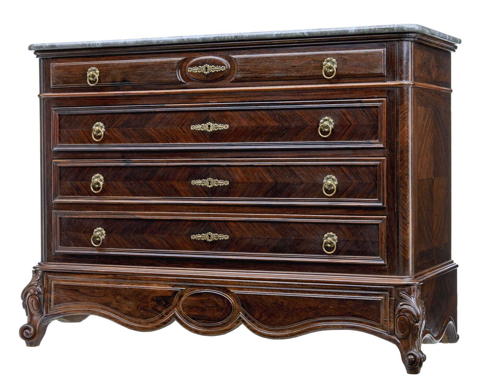 photo furniture 19th Century French Palisander Chest Of Drawers With Faux Marble Top