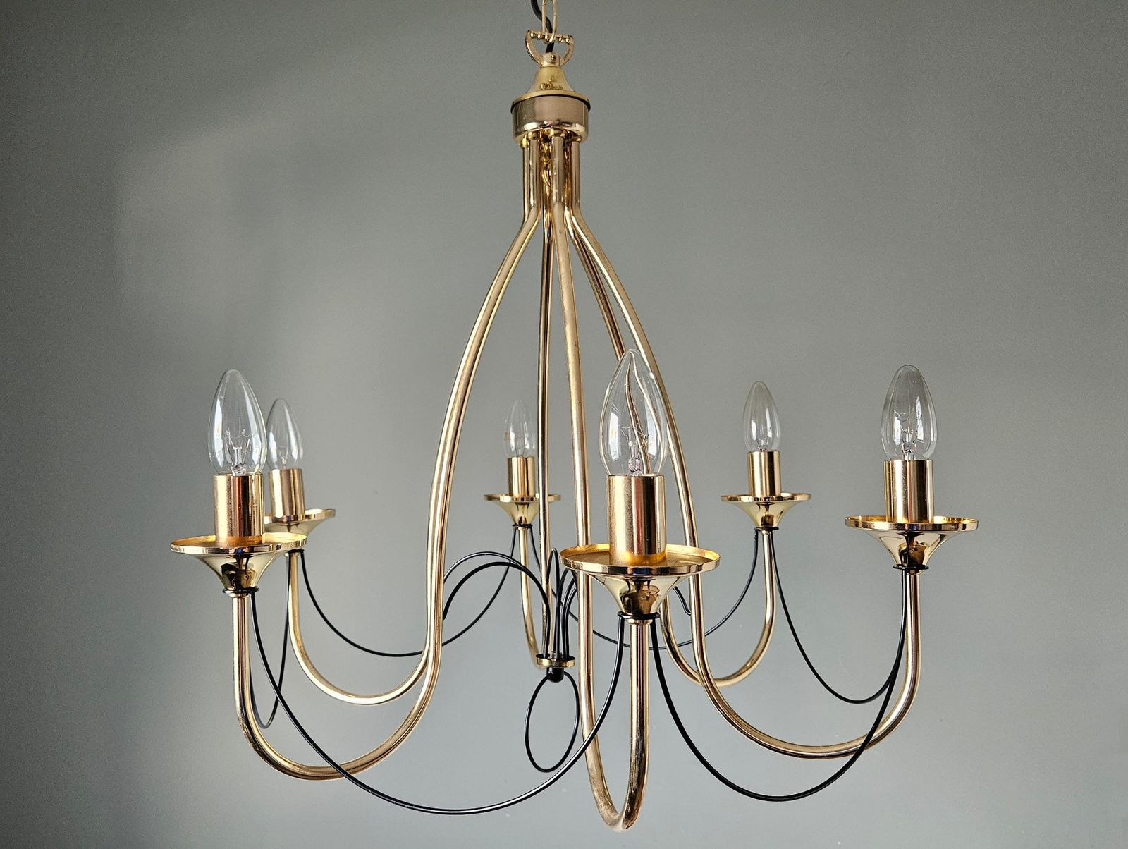 Vintage Chandelier, Golden Chandelier, Golden Light Fixture, Pendant Light, Ceiling Light, Gold