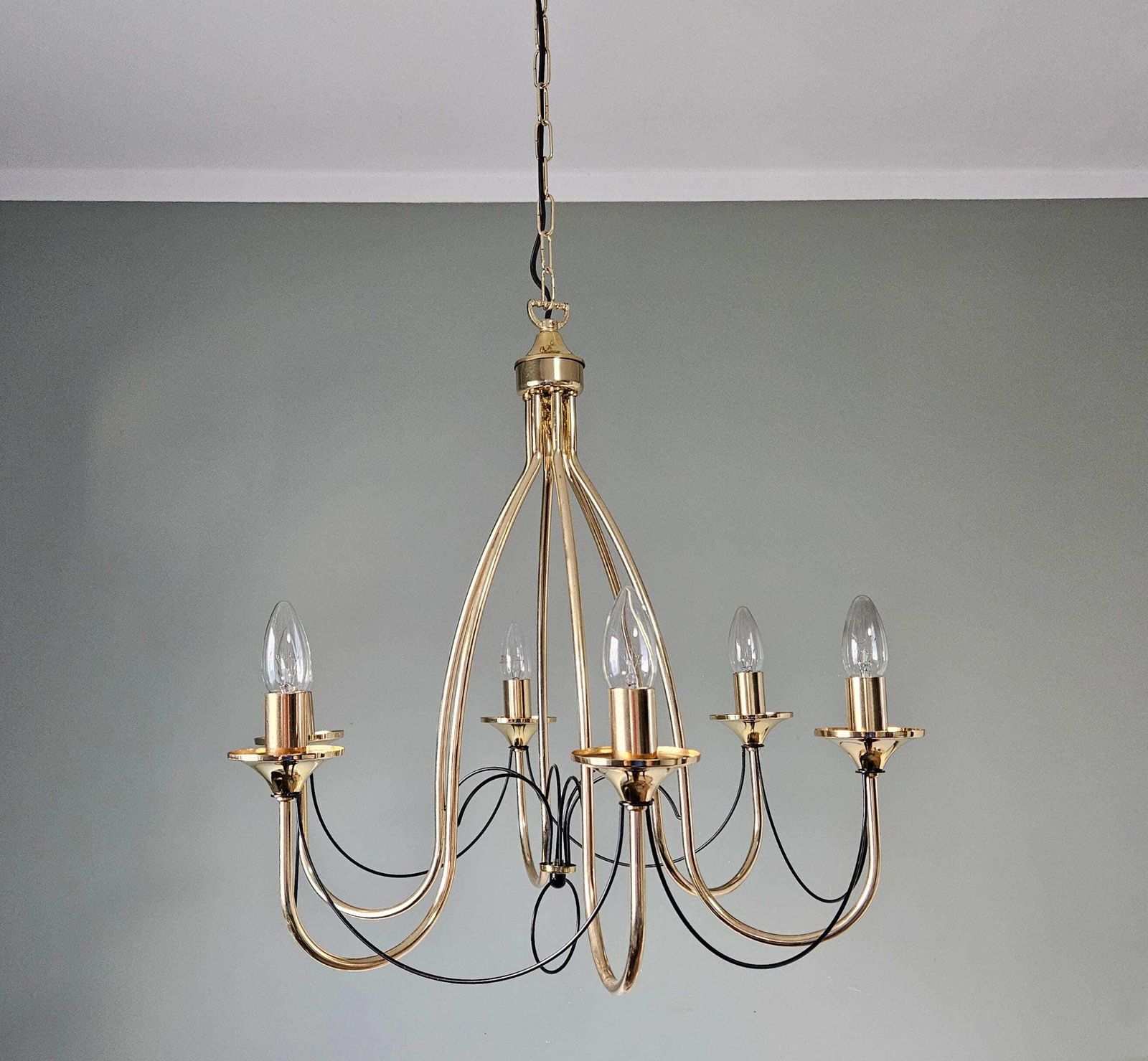 Vintage Chandelier, Golden Chandelier, Golden Light Fixture, Pendant Light, Ceiling Light, Gold photo furniture