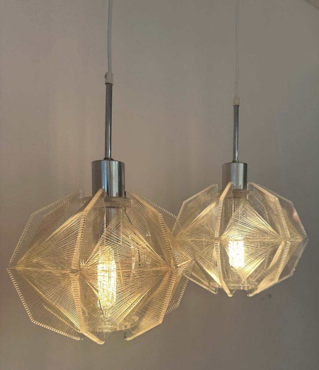 Pair Of 1970s Space Age Sompex Nylon And Perspex Pendant Hanging Lights By French Designer Paul Secon photo furniture