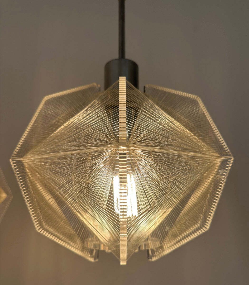 Lighting Pair Of 1970s Space Age Sompex Nylon And Perspex Pendant Hanging Lights By French Designer Paul Secon photo