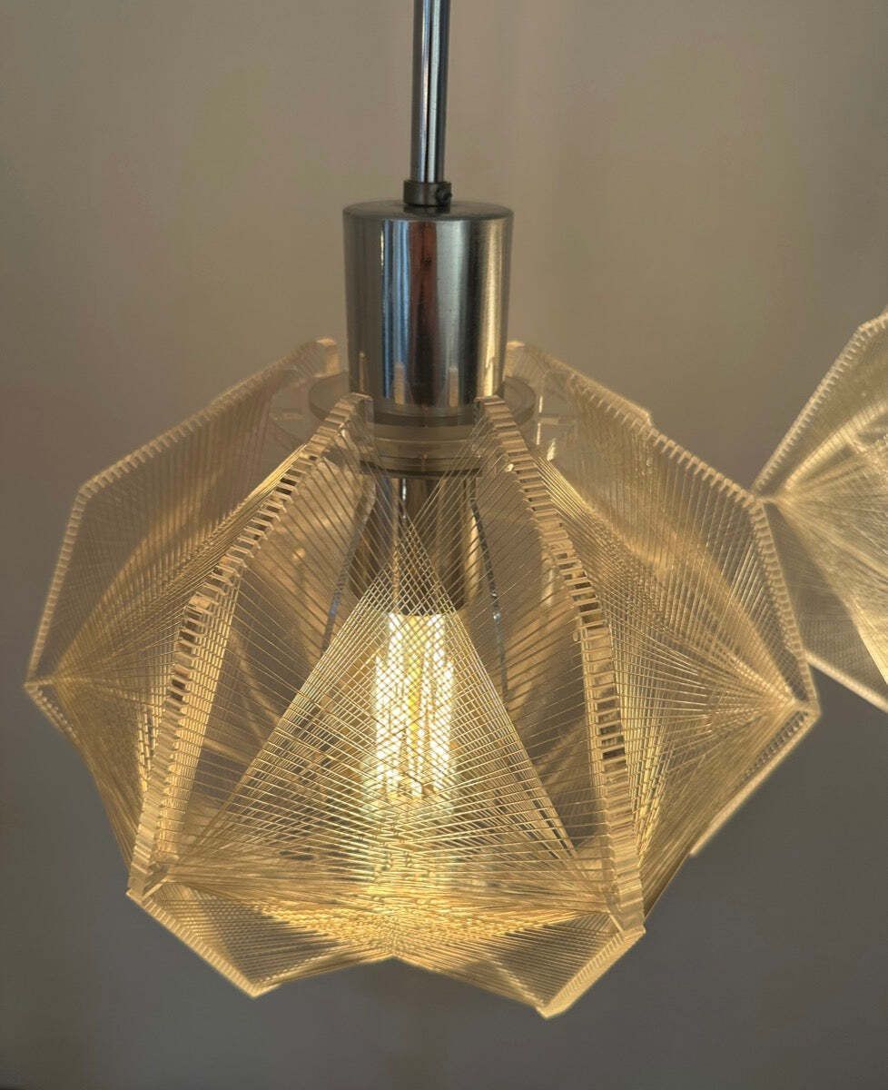 photo vinterior Pair Of 1970s Space Age Sompex Nylon And Perspex Pendant Hanging Lights By French Designer Paul Secon