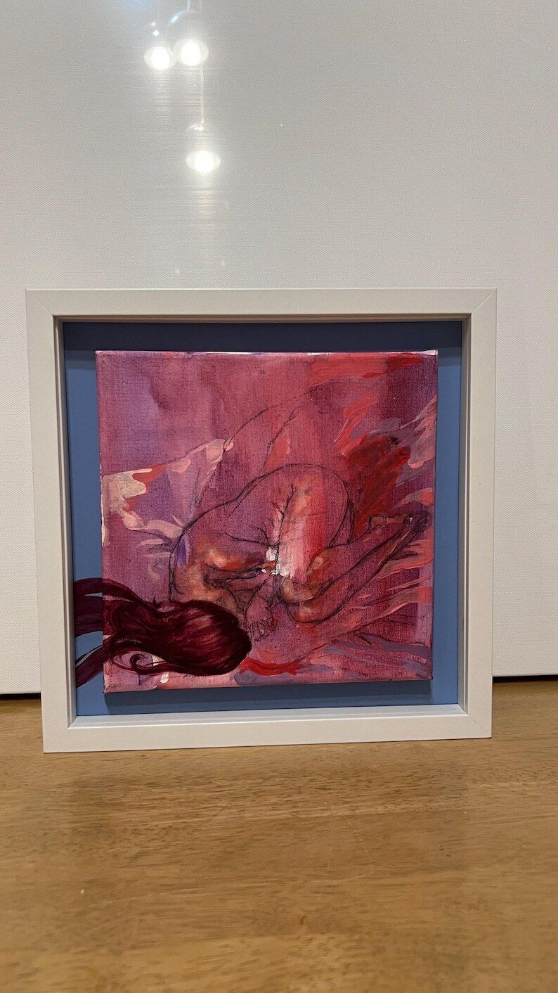 Contemporary Framed Acrylic Painting On Canvas – Figurative Nude photo furniture