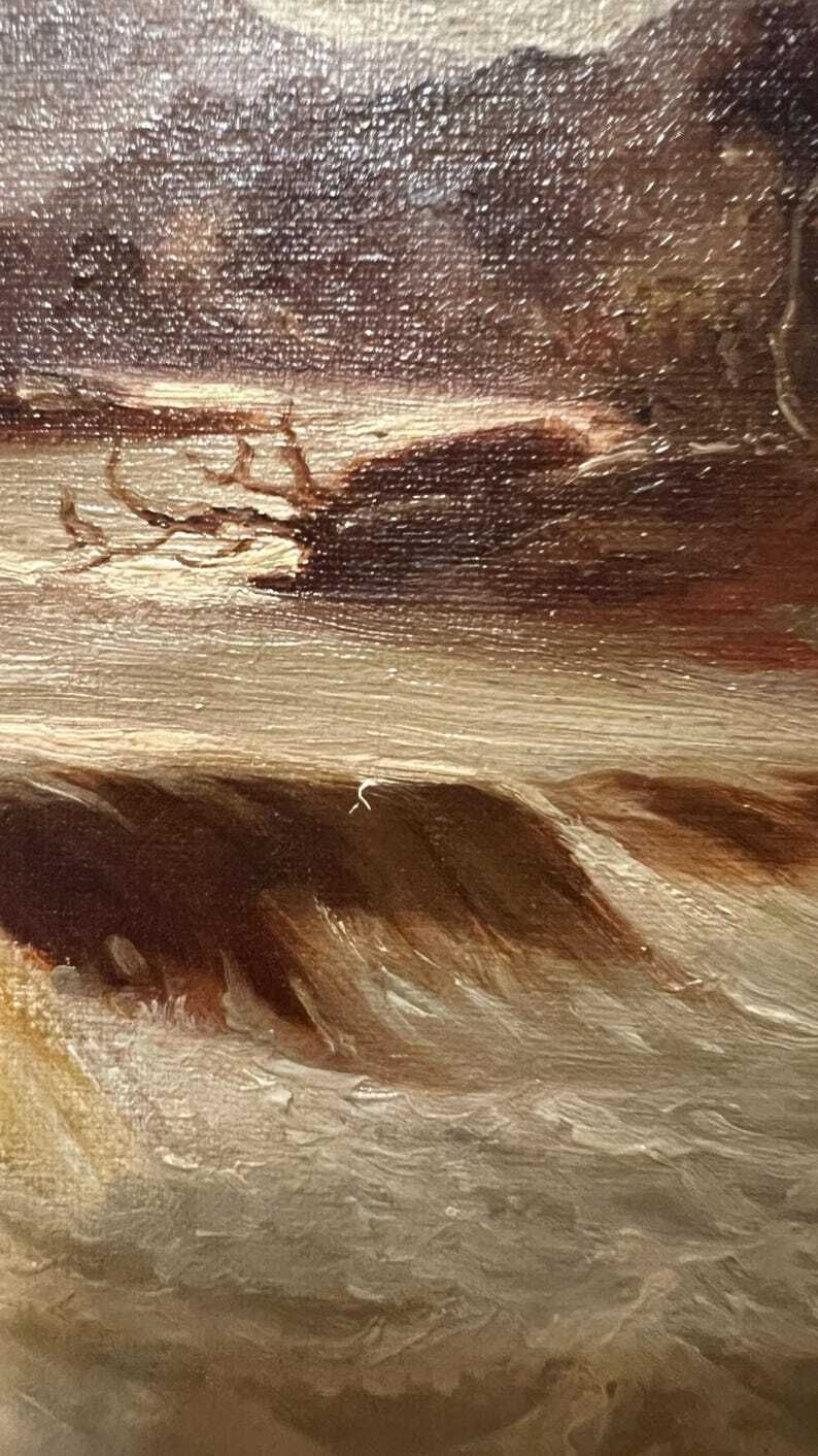 1920 Oil Painting By Charles Wray – Dramatic Landscape With River & Falls photo vinterior