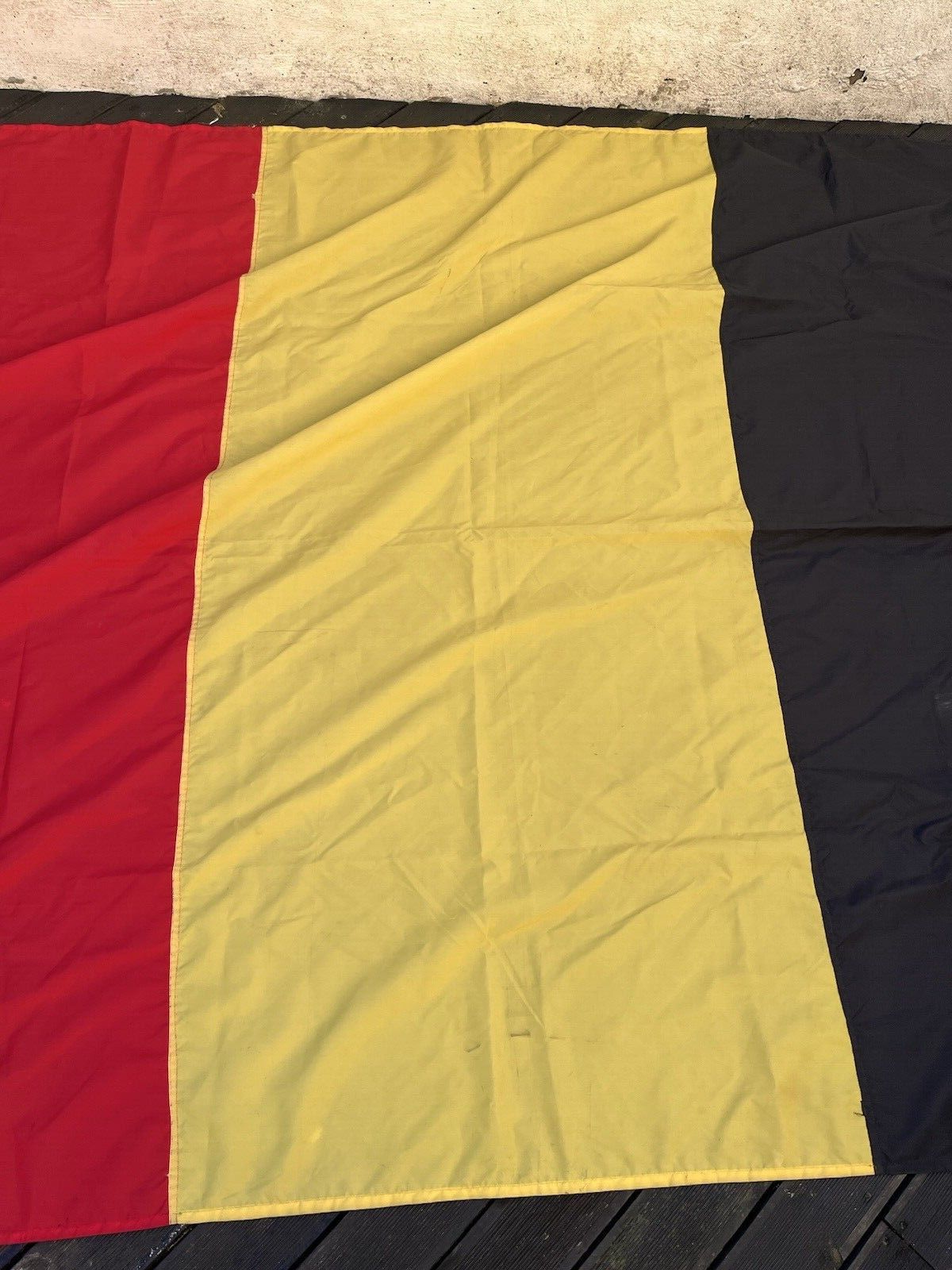 Textiles Huge Vintage 82" X 59" Silky Belgium Flag Decorative Wall Hanging 70's 80's 90's photo