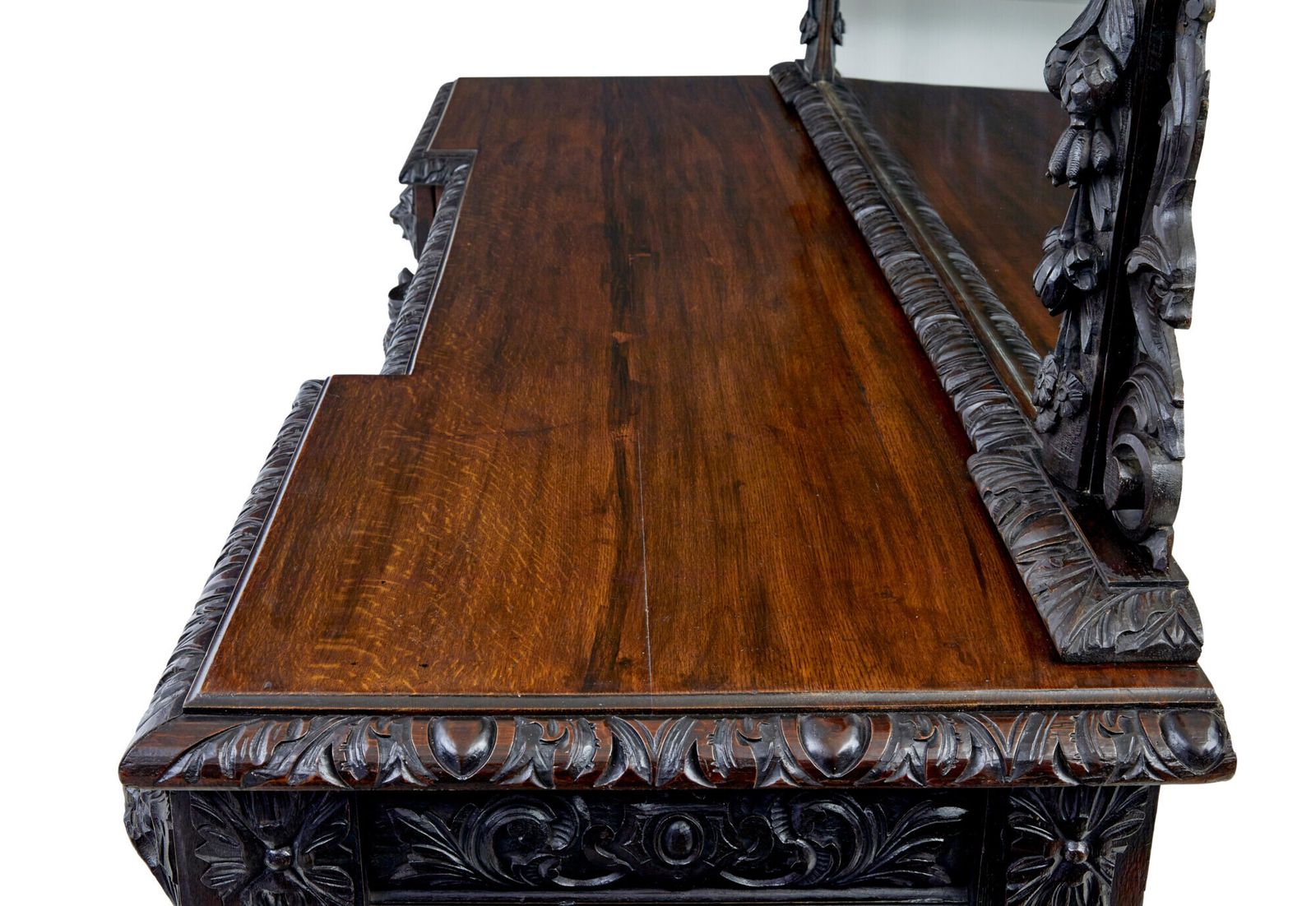19th Century Carved Oak Mirrored Sideboard Of Grand Proportions photo for sale