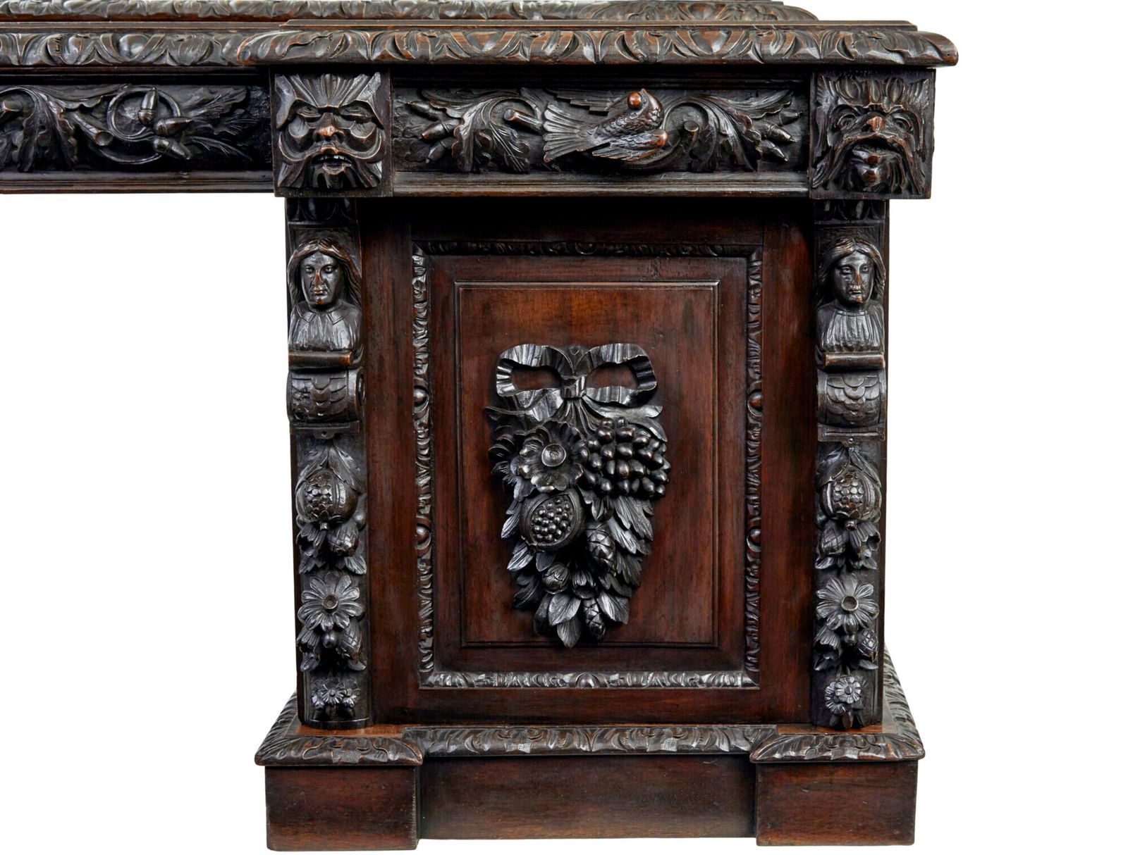 19th Century Carved Oak Mirrored Sideboard Of Grand Proportions photo vintage