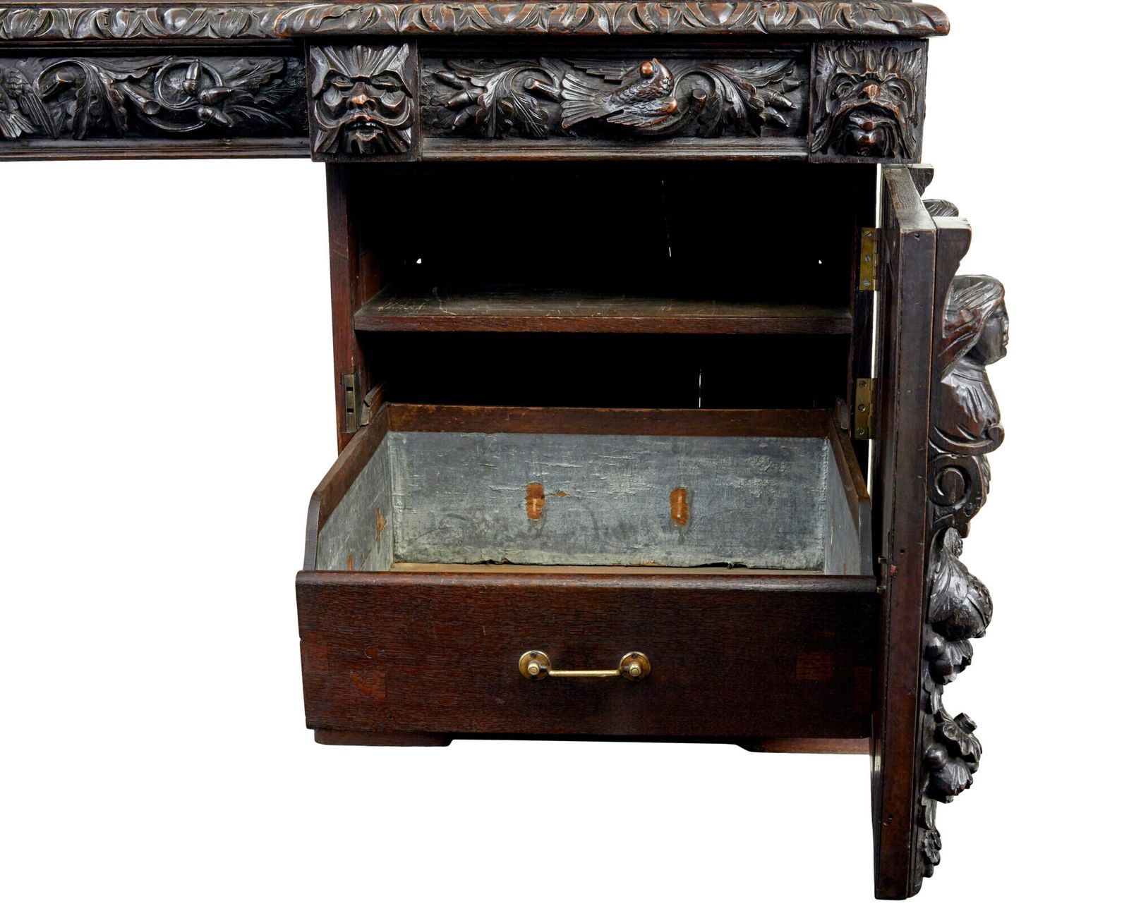 photo furniture 19th Century Carved Oak Mirrored Sideboard Of Grand Proportions