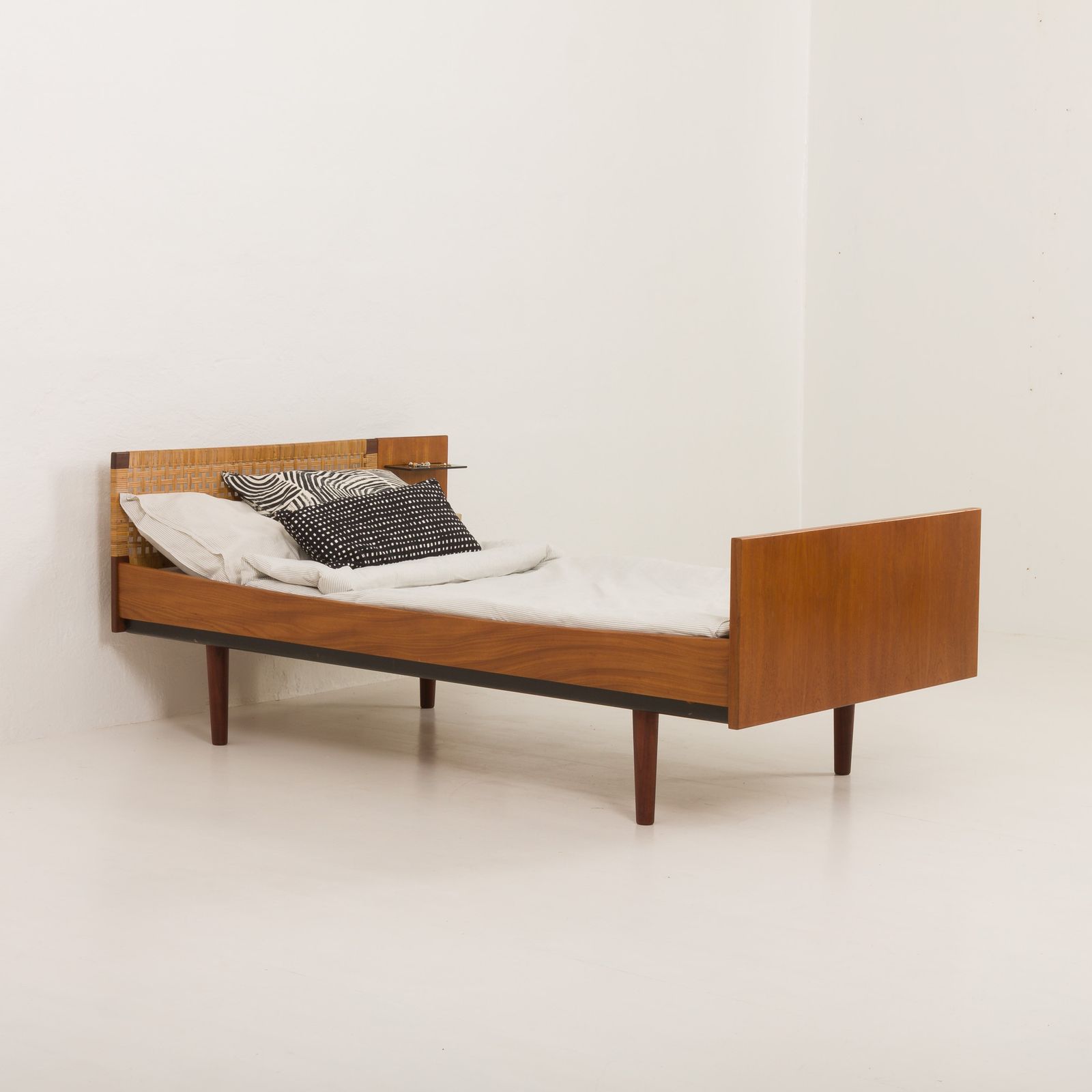 Hans J. Wegner Single Bed In Teak And Cane For Getama, Denmark, 1960s photo 2131.0