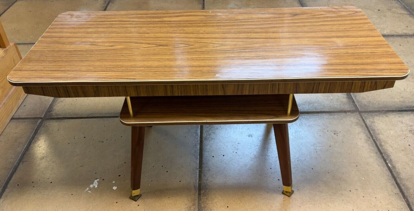 Mid Century/ Retro Wooden Coffee Table With Magazine/ Book Shelf