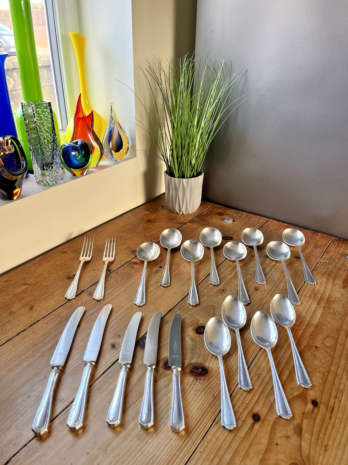 photo buy 19 Piece Art Deco A1 Chester Ep Co Part Cutlery Set Plated Knifes Forks Spoons