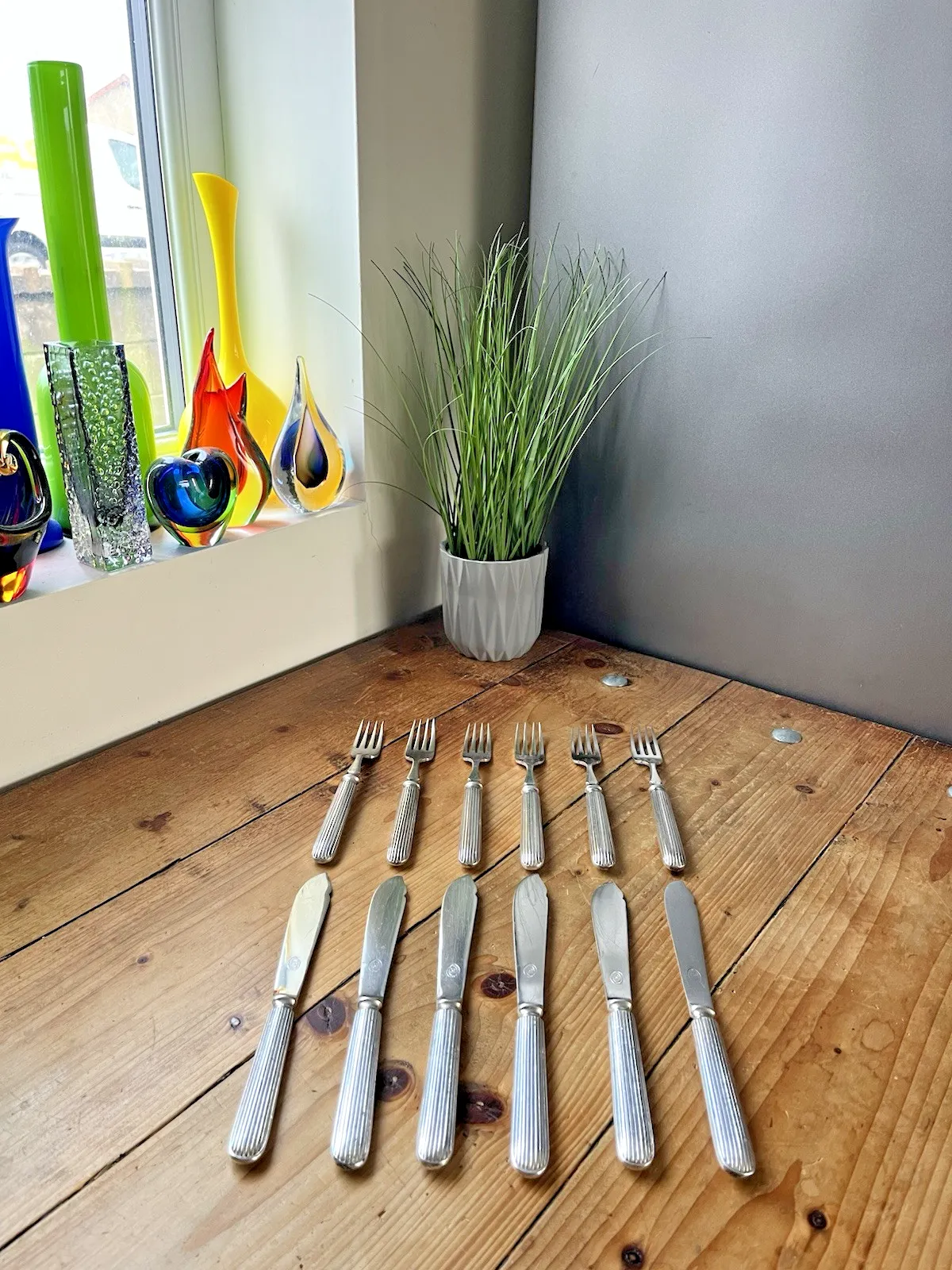 Set Of 6 Antique William Hutton Titanic Reeded Cutlery Set Plated Knifes & Forks photo vintage