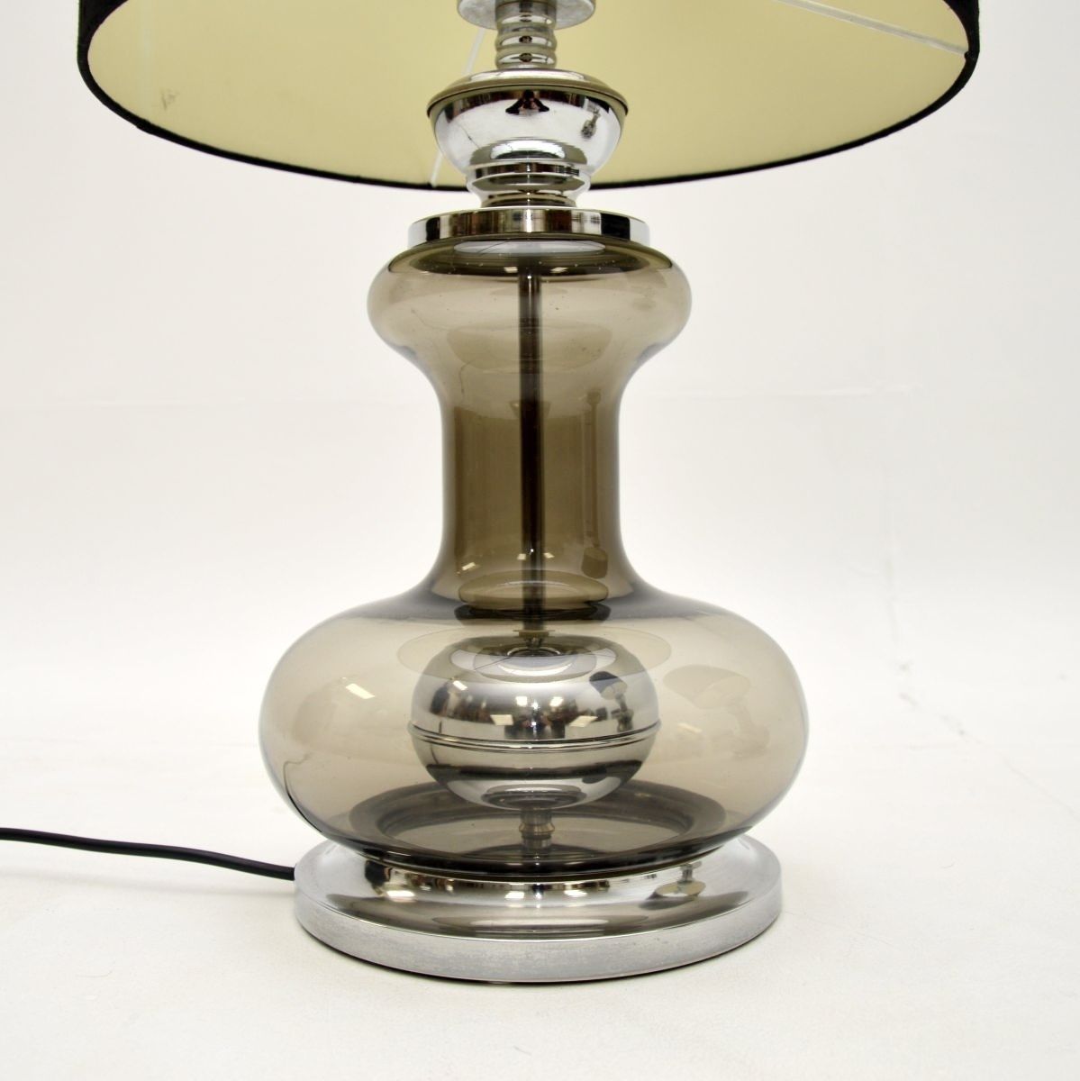 Pair Of Vintage French Glass And Chrome Table Lamps photo for sale