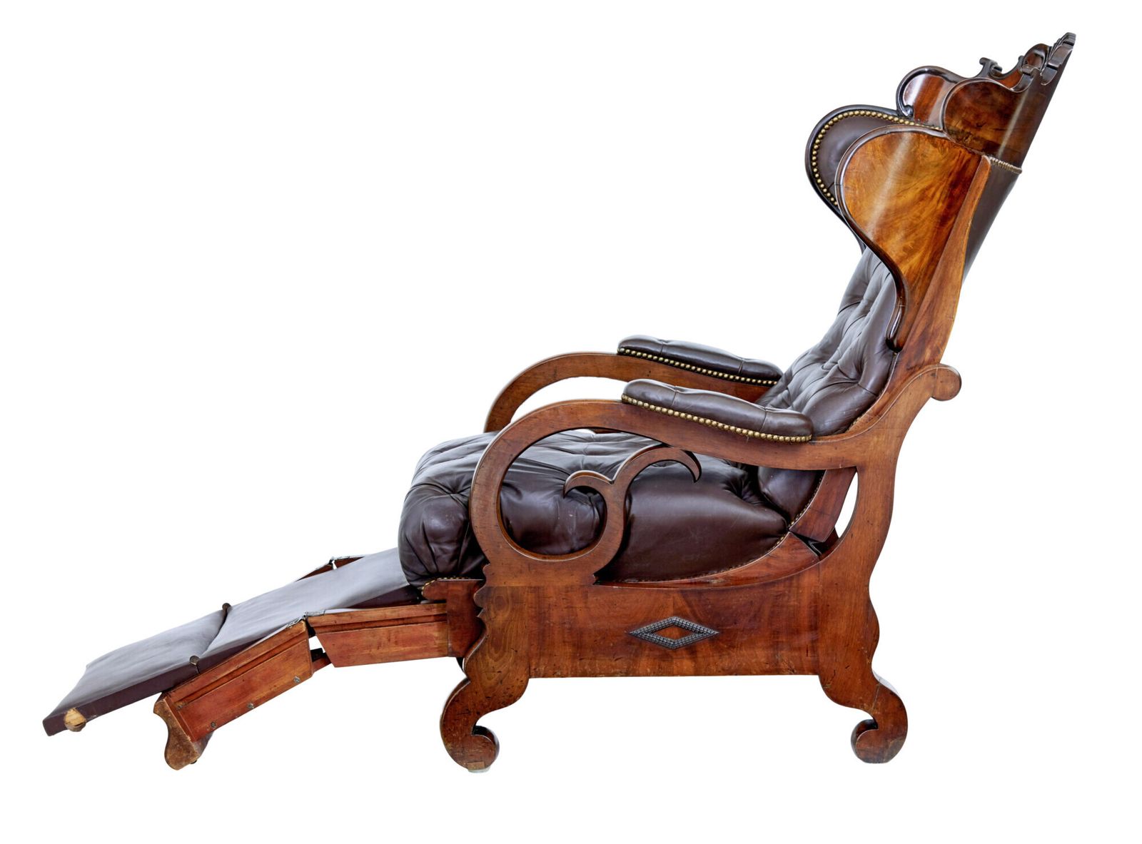 Mid 19th Century French Empire Mahogany And Leather Reclining Chair photo 4725.0