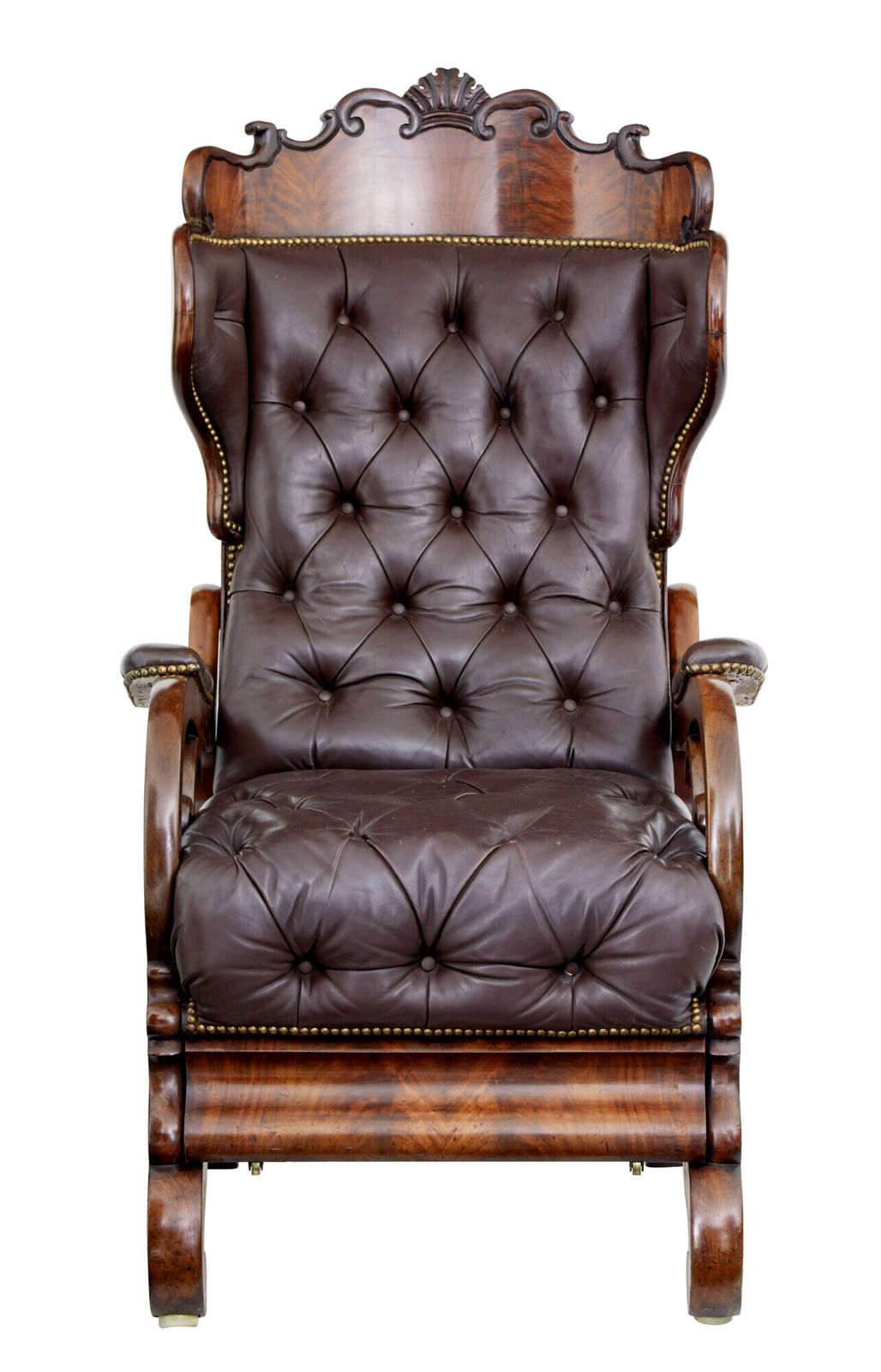 Mid 19th Century French Empire Mahogany And Leather Reclining Chair photo buy