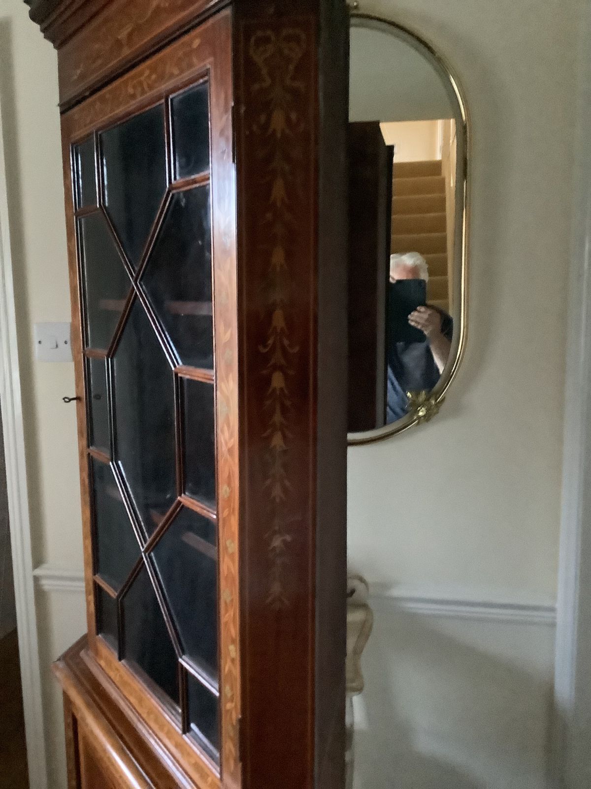 photo buy Lovely Antique Marquetry Inlaid Corner Cabinet