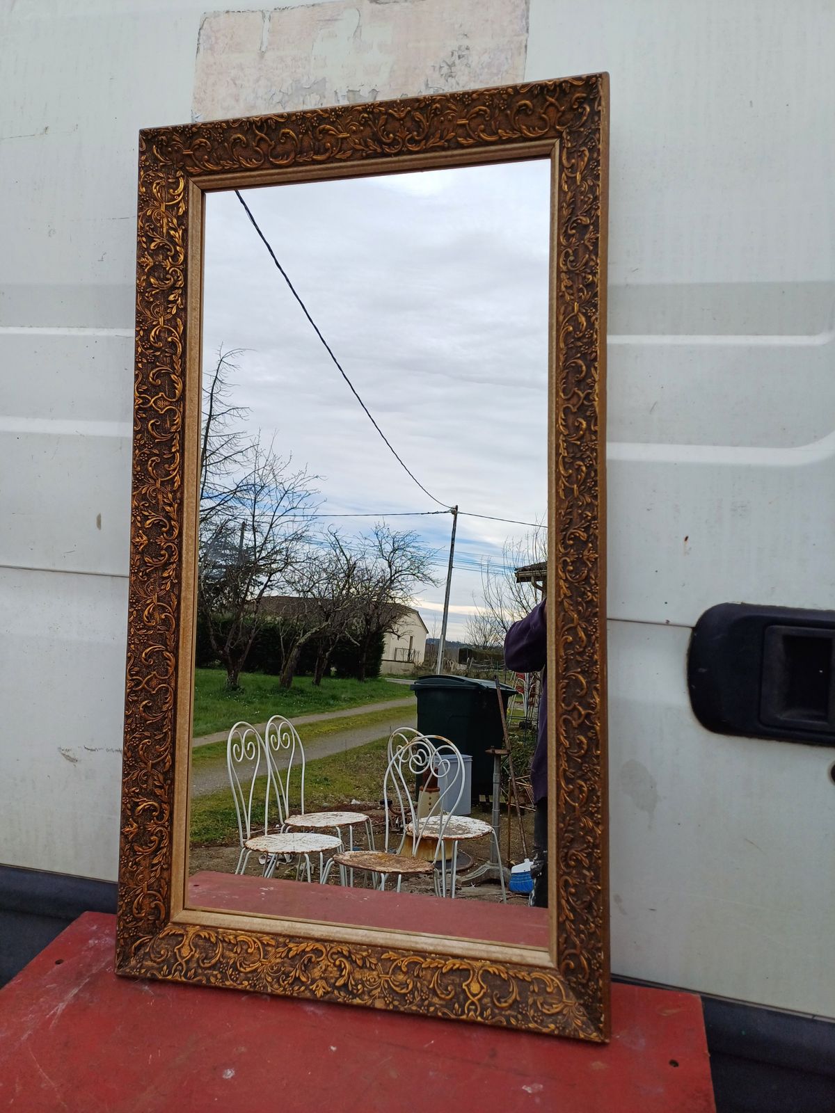 Wood And Gilded Stuk Mirror, Early 20th Century