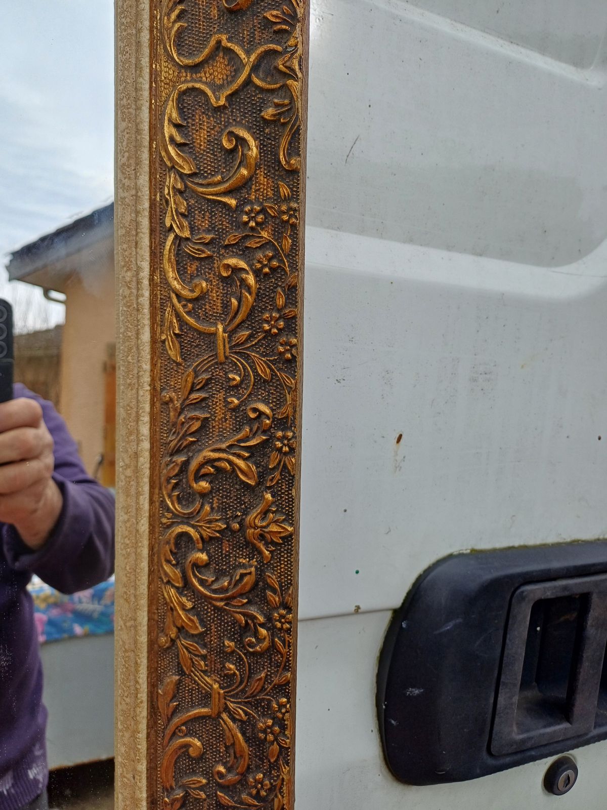 photo furniture Wood And Gilded Stuk Mirror, Early 20th Century