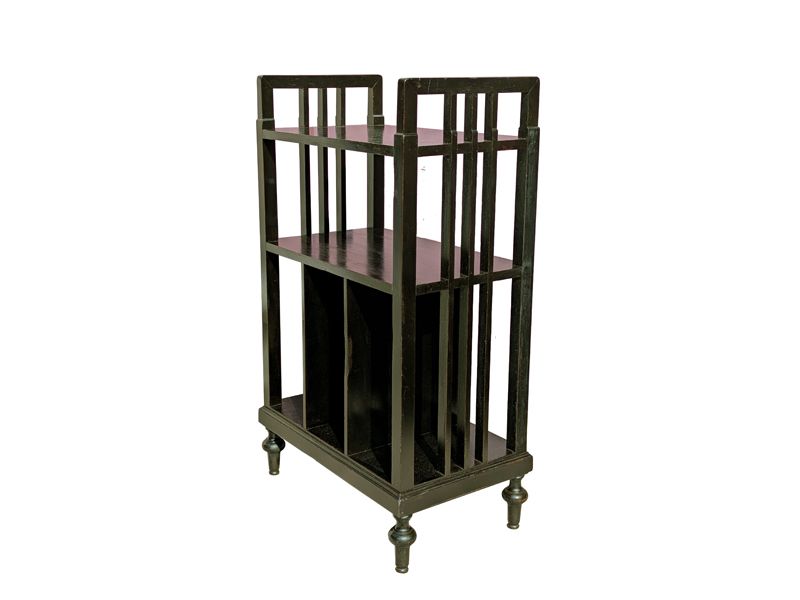 Italian Small Black Stained Wooden Bookcase From The 30s