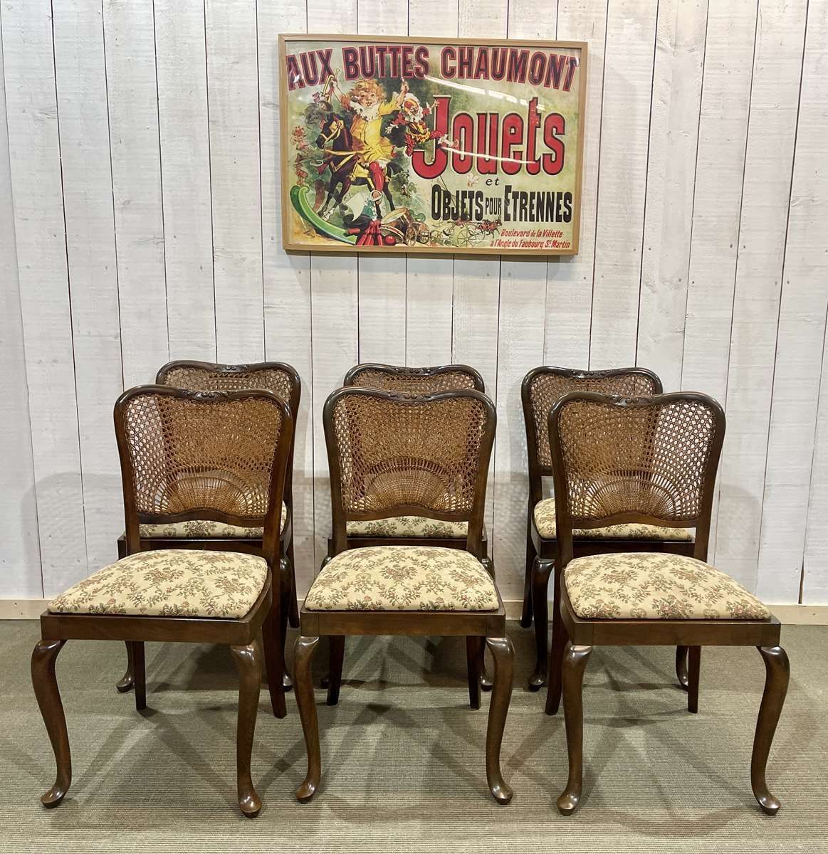 Set Of 6 English Walnut Chairs From The 1950s photo vinterior