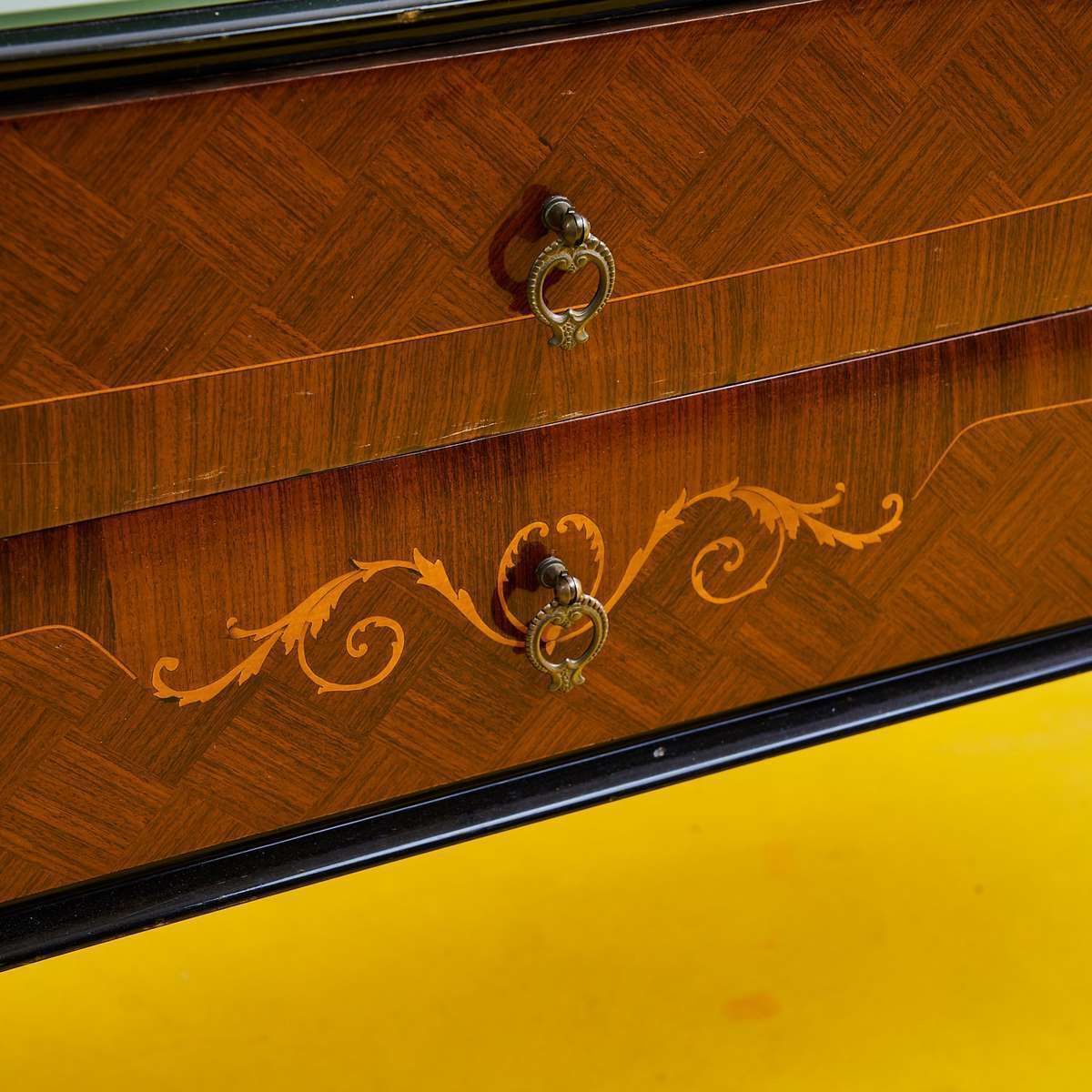 50's Wooden Sideboard With Glass Top photo Furniture