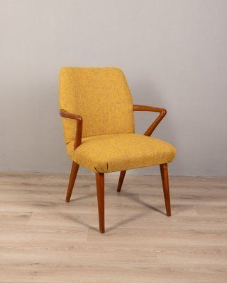 Vintage Italian Armchair In Yellow Fabric, 1960s