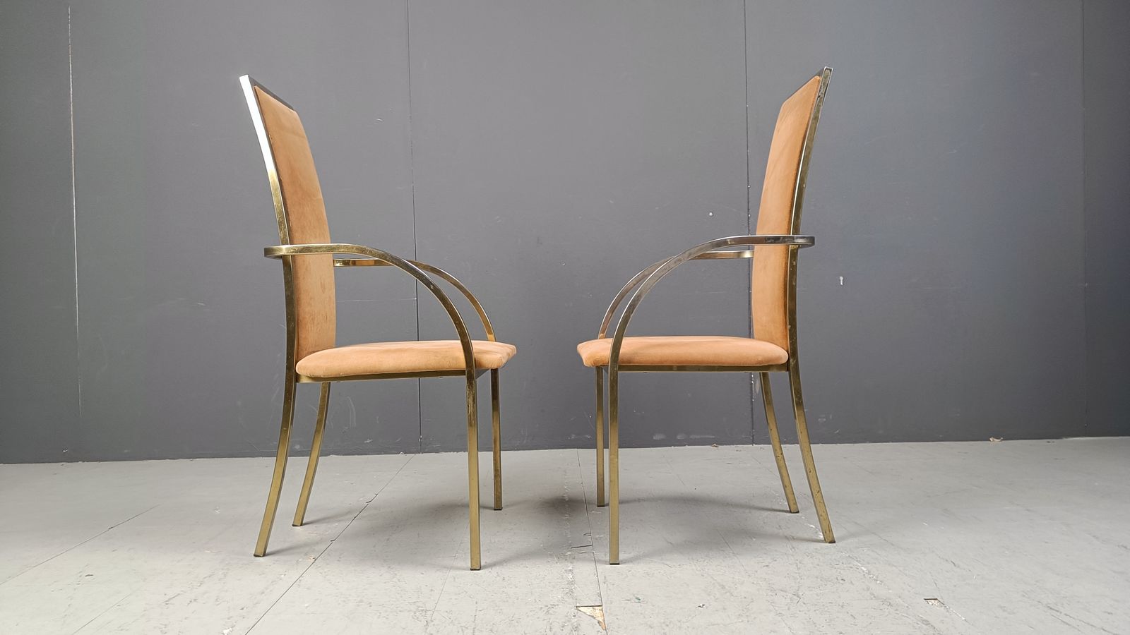 Brass Dining Chairs By Belgochrom, 1970s   Set Of 4 photo vintage