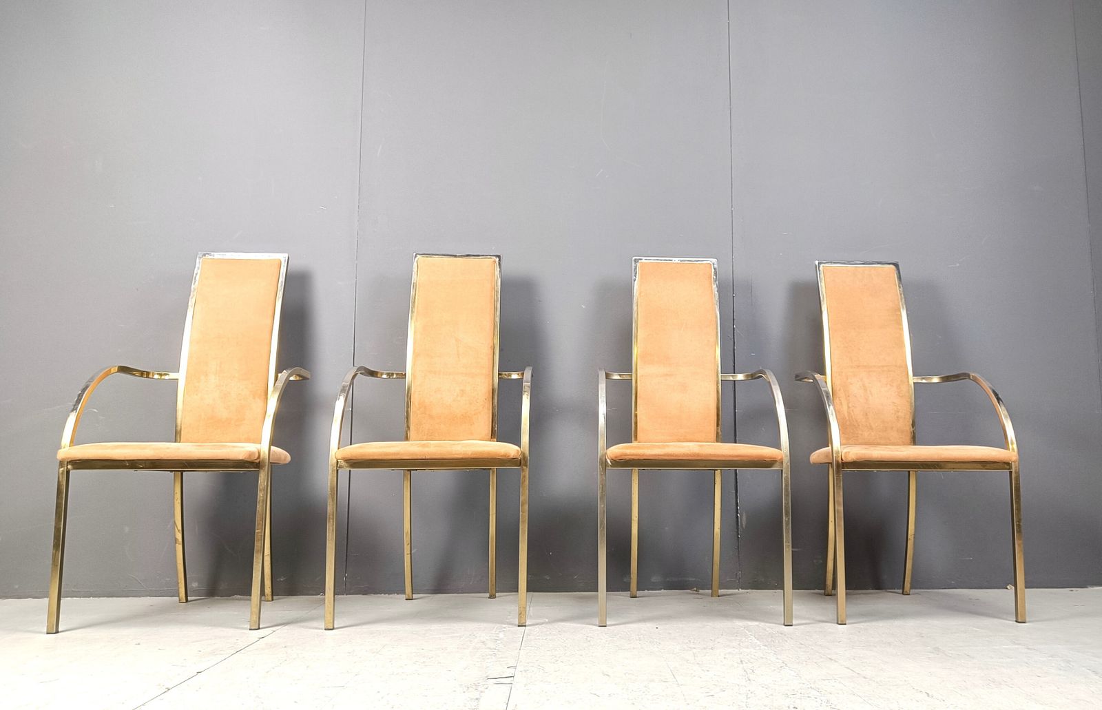 photo for sale Brass Dining Chairs By Belgochrom, 1970s   Set Of 4