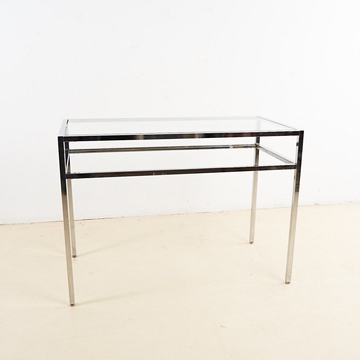 Verchroomd Metalen Tafel Met Glazen Blad